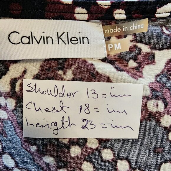 Calvin Klein Sleeveless Cowl Neck Top Black Purple Abstract Print Women PM - Picture 5 of 5